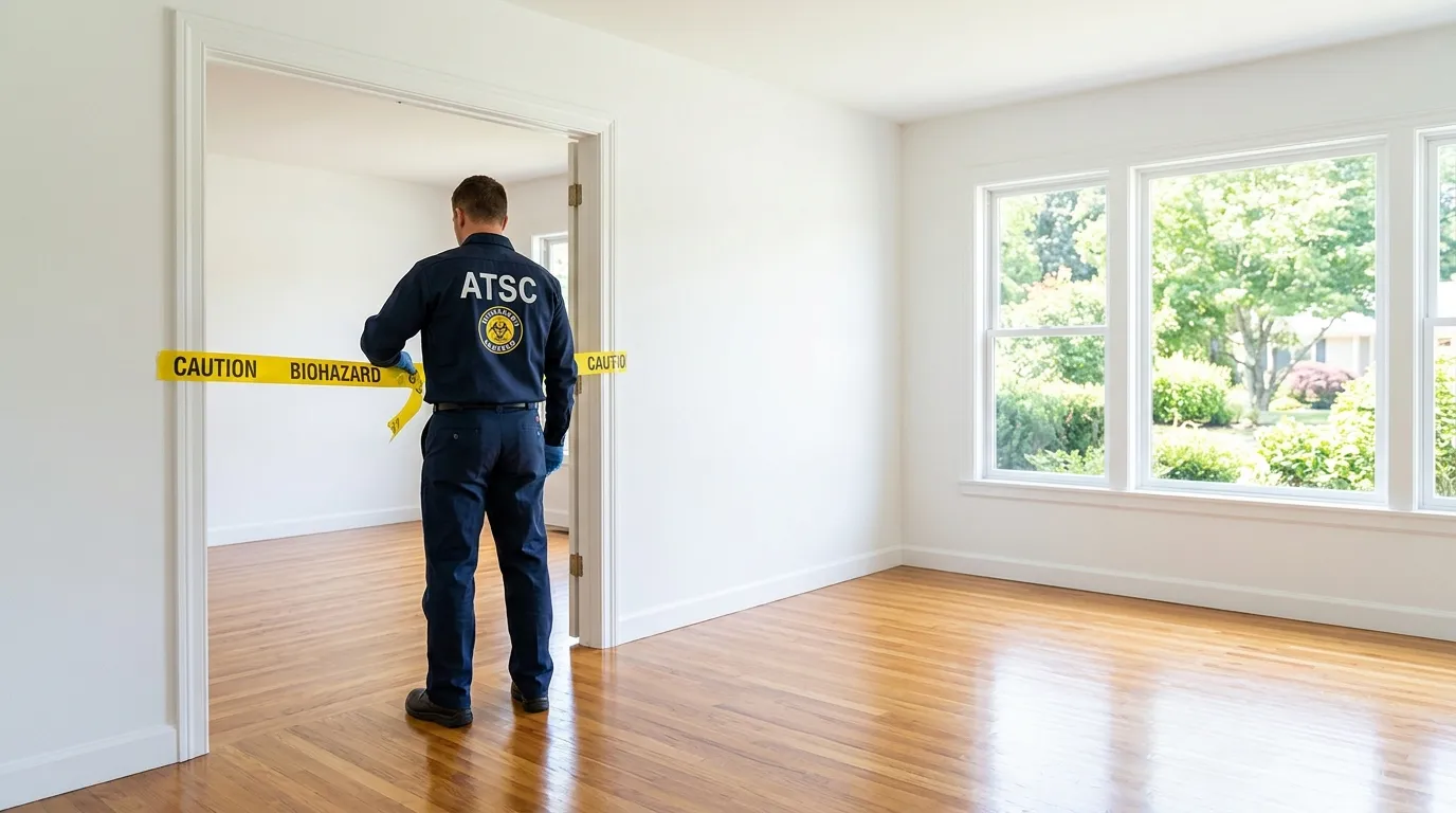 Certified biohazard cleanup crew performing Decomposition Cleanup in New Hyde Park